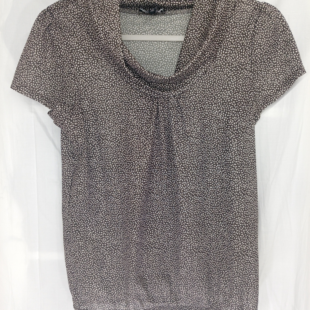 The Limited Black and Cream Cowl Neck Short Sleeve Blouse